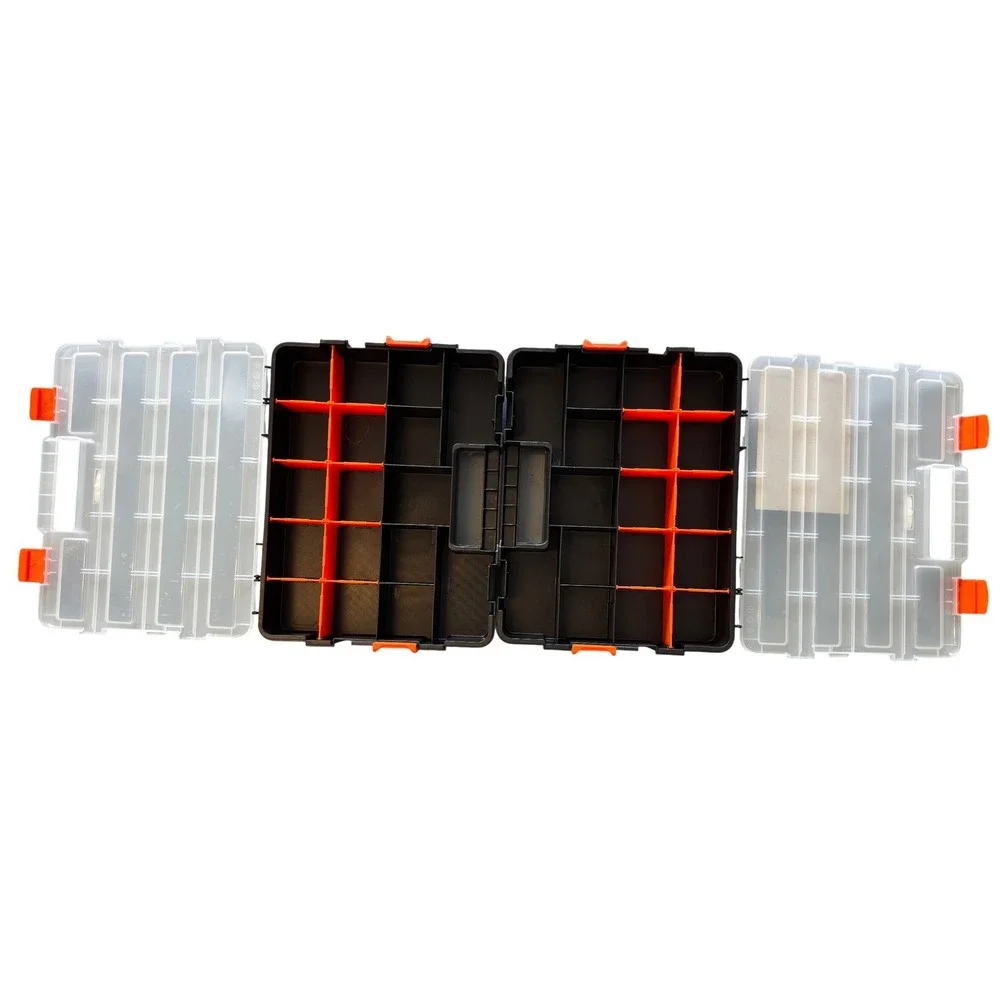 Tactix 2-in-1 Interlocking Tool Organizer Set Black Orange Hardware Storage Case